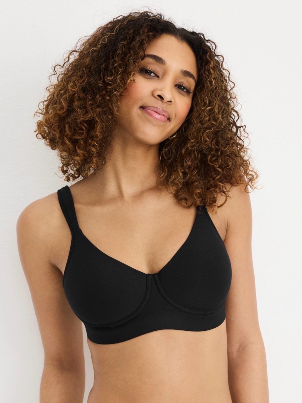 Jockey Cooling Cotton Blend Wirefree Molded Cup Full Coverage Bra Black 36DDD
